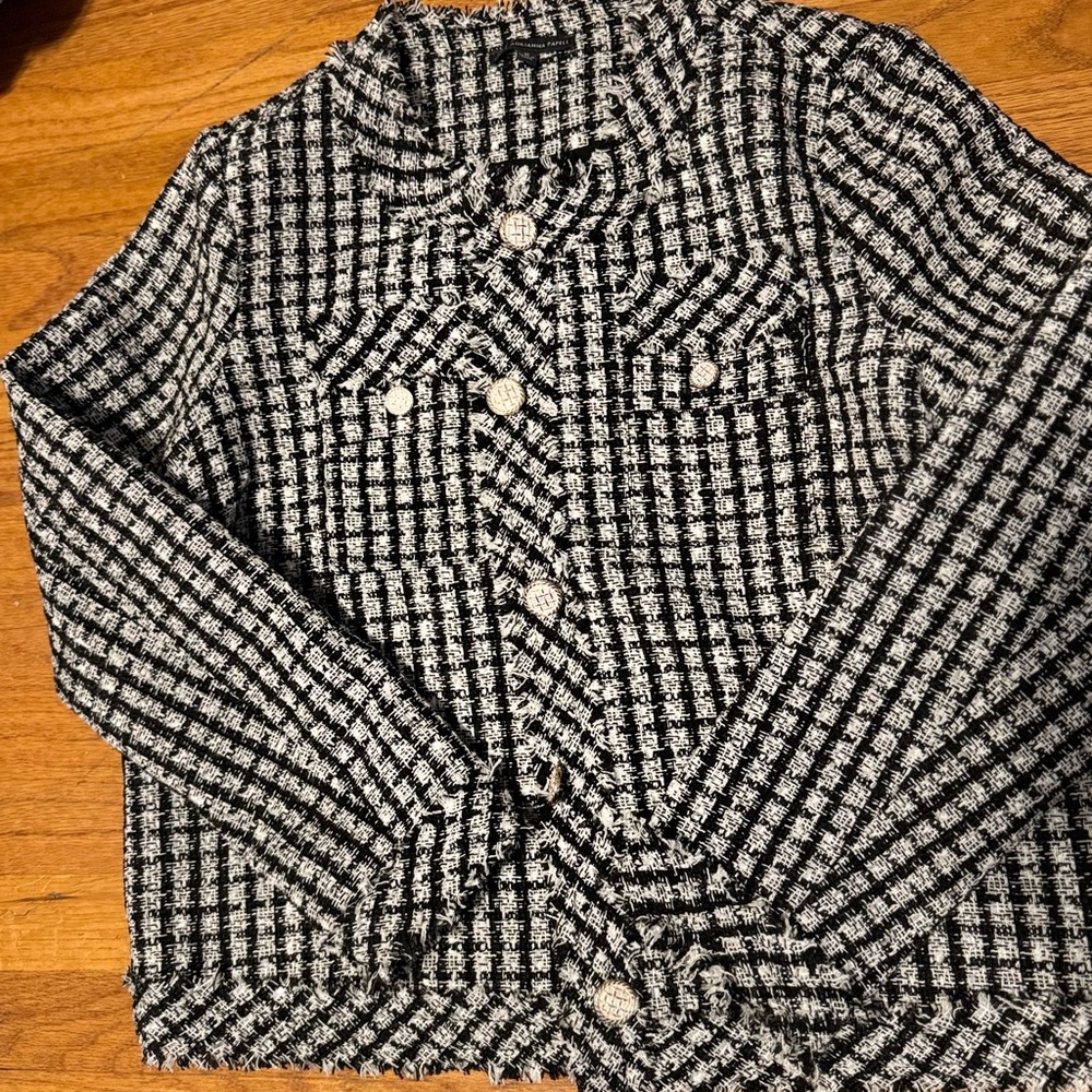 Adrianna Papell Black and White Checkered Blazer